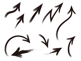 Black ink sketchy arrows, dynamic arrow shapes, brush-painted arrow sketch, abstract arrow drawing, monochrome arrow design, minimalist arrow illustration
