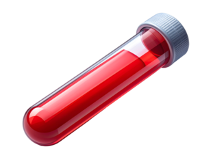 Test Tube with Red Liquid Sample Isolated on Black Background – Medical Blood Test, Scientific Research & Laboratory Analysis Concept