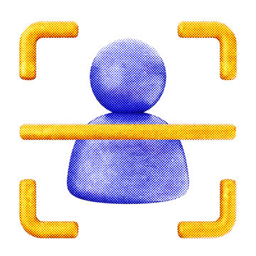 3d internet security protection scanning authenticator halftone style