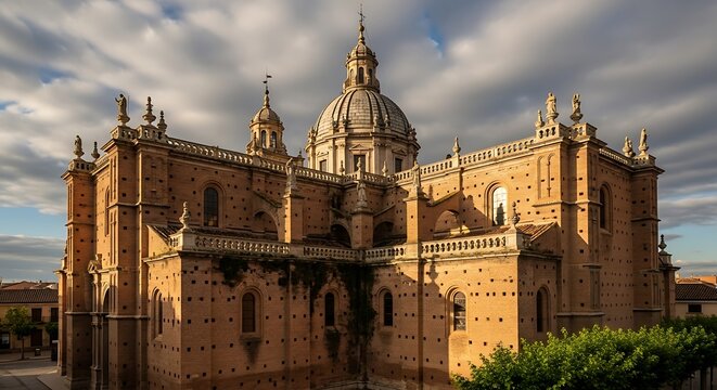 Majestic Church of San Benito in Sahag?n, Spain Under Cloudy Skies.