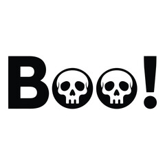 Fototapeta premium Boo skull halloween word art silhouette isolated on white background