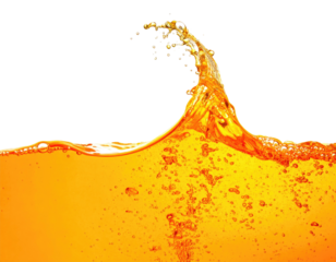 A bright, liquid wave crests, its amber hue vibrant against a dark background