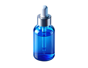 Luxury Blue Dropper Bottle with Serum on Black Background. Skincare, Cosmetic, and Medical Product Mockup. Beauty Essence and Hydration Treatment Concept.