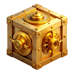 Premium Gold Vault Box with Combination Locks on Black | Financial Security & Treasure Concept