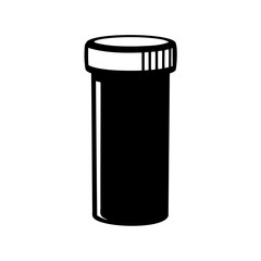 Monochromatic Illustration of a Pill Bottle for Medications and Supplements