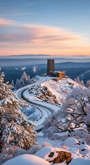 Winters Embrace - A Snowy Vista of the Hohenzollern Castle.