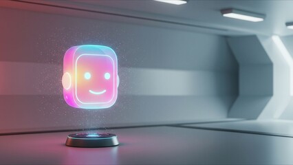 Holographic AI Smiley Face Projection
