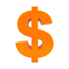Obraz premium A bright, orange dollar sign, rendered in 3D against a stark black background