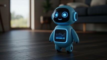 Robot with Digital Display in Home Setting
