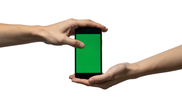 Hands Exchanging a Smartphone.