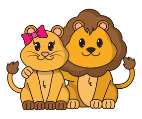 Lion animal, cartoon illustration