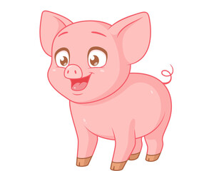 pig animal cartoon pink farm illustration