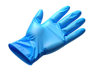 Bright Blue Nitrile or Latex Protective Glove Isolated on Black Background - Medical, Safety & Industrial Use
