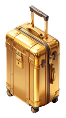 Opulent Gold Luxury Suitcase Isolated on Black: Symbol of First Class Travel, Wealth & Success