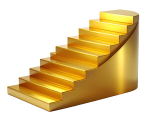 Golden Staircase 3D Render: Path to Success, Growth & Achievement. Elegant Financial Progress Concept on Black Background.