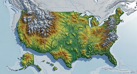Topographic Map of the United States - A Detailed Overview.