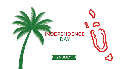Independence Day celebration with a palm tree and the outline of the Maldives islands on July 26th.