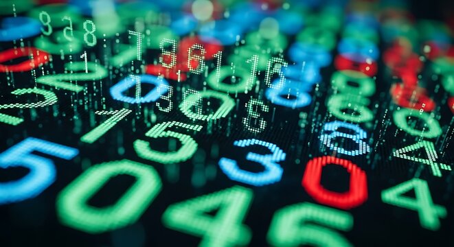 Digital data stream of numbers, abstract background, information technology. - Powered by Adobe