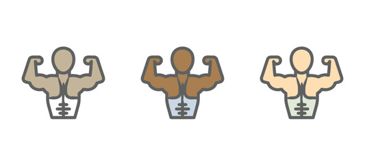 Men's Fitness and Physique Vector Illustration Set.