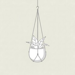 Minimalist Hanging Plant Illustration - A Simple and Elegant Design.