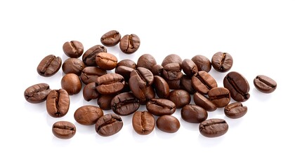 Naklejka premium Coffee beans on white background
