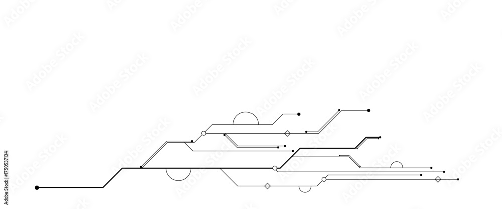 Wall mural abstract digital technology futuristic internet network speed connection white and black background.