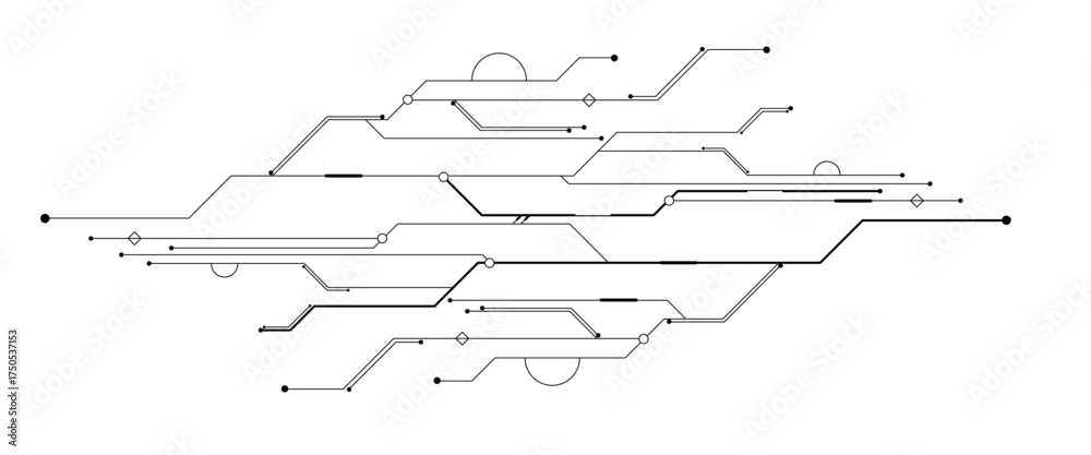 Wall mural abstract digital technology futuristic internet network speed connection white and black background.