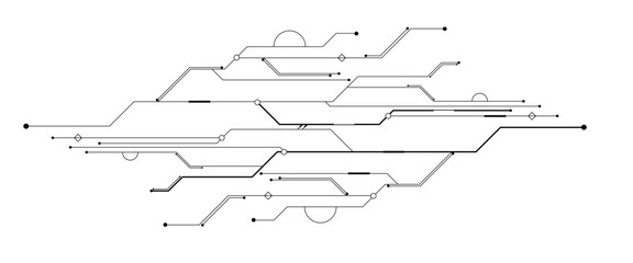 Abstract digital technology futuristic internet network speed connection white and black background. Technology background with crossed lines and dots.