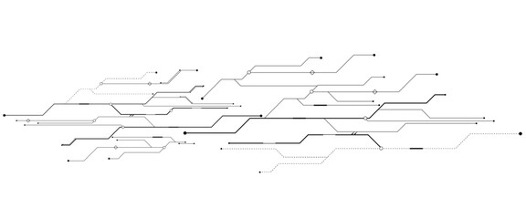Vectors White Abstract geometric dots and lines connection circuit concept. Hi tech digital connects, communication, High technology concept.