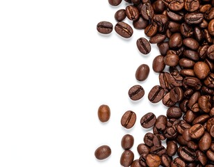 Naklejka premium Coffee beans scattered on white background (2)
