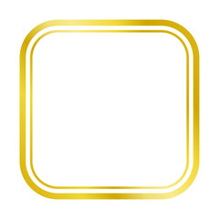 シンプルな正方形の二重枠・フレーム（金のグラデーション・角丸）009