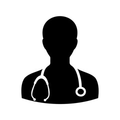 Silhouette of doctor with stethoscope representing healthcare professional medical expertise
