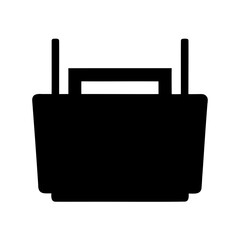 Fototapeta premium Solid black silhouette of a grocery shopping basket with a handle