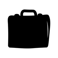 Stylized Black Silhouette Depicting a Business Briefcase with Handle on White Background