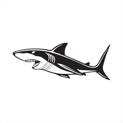 Obraz premium Cartoon blue shark predator vector illustration isolated on white background