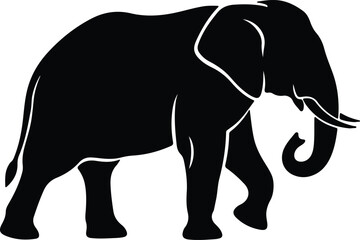 Obraz premium Vector silhouette of an african elephant walking to the left illustration