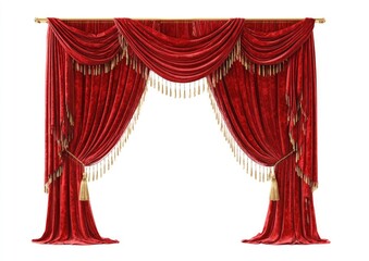 Rich crimson velvet drapes, opulent and theatrical