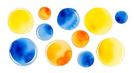 Watercolor Circles - Abstract Design with Yellow, Orange, and Blue.