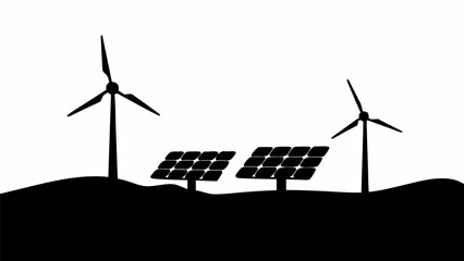 Clean energy future with wind turbines and solar panels powering a sustainable world