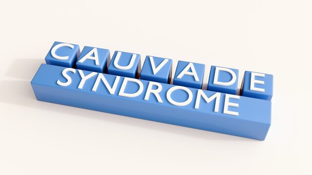 A 3D rendering of "CAUVADE SYNDROME" word on cube, highlights for sympathetic pregnancy symptoms experienced by expectant fathers.