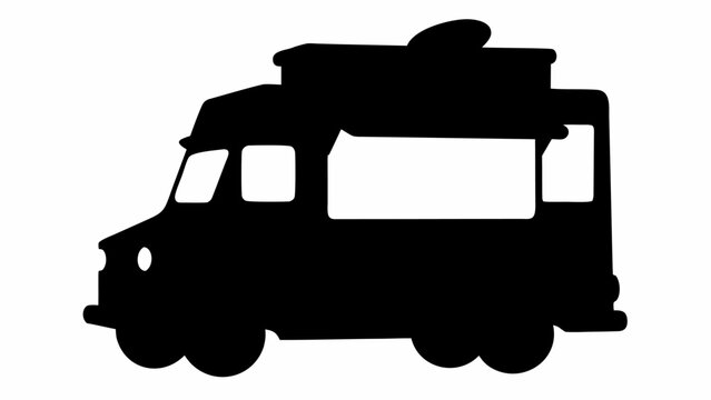 Sleek black food truck silhouette ready for vibrant urban adventures and culinary delights - Powered by Adobe