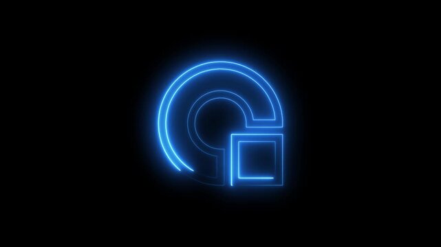 Blue Neon Letter G Symbol with Abstract Geometric Design alphabet character