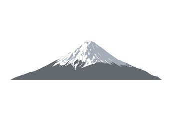 Stylized Mount Fuji Illustration with Snow-Capped Peak and Gray Slopes.