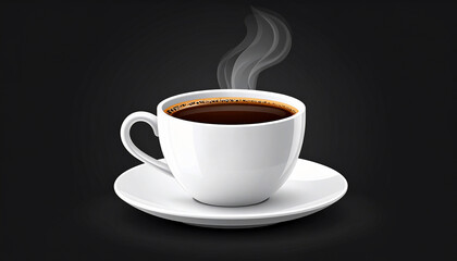 Obraz premium Hot Coffee Cup on Black Background