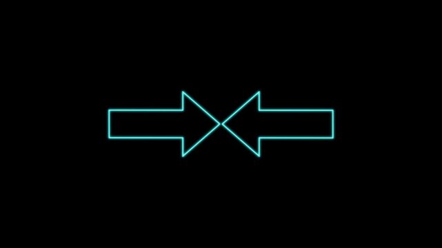Blue Neon Arrows Converging and Crossing on Black Background