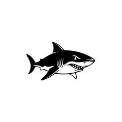 Obraz premium Menacing Shark Icon A Black and White Illustration of a Predatory Marine Creature