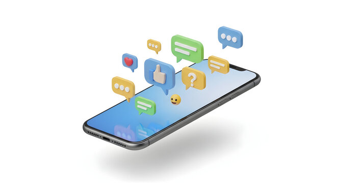 A smartphone displaying various social media notification icons like comments, likes, and reactions, illustrating digital communication.