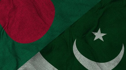 Bangladesh vs Pakistan flag seamless loop animation. 4k