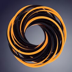 Abstract Swirl - A Dynamic Composition of Black and Orange.