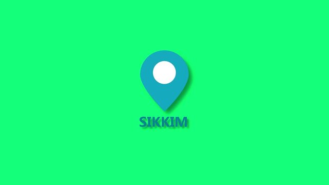 Blue Location Pin Icon With Sikkim Text On Green Background image photo